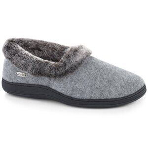 Acorn NWT Stone Faux Fur Chinchilla Collar Slipper Indoor/Outdoor Sole Size 8/9